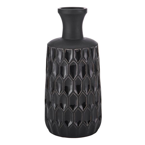 Elements Black Textured Decorative Vase Table Decor