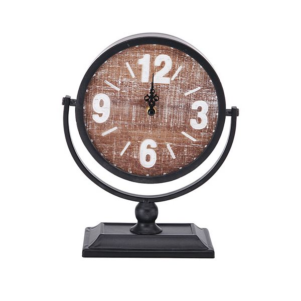 Elements Black Distressed Clock Table Decor