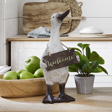 Elements Welcome Duck Figurine Table Decor