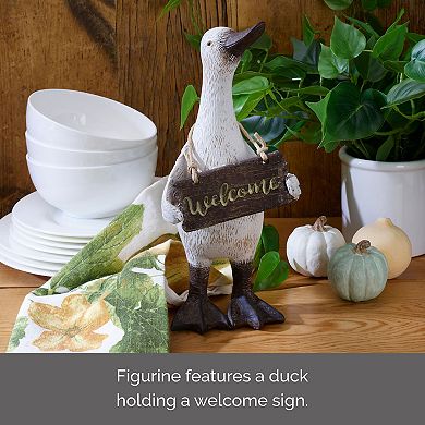 Elements Welcome Duck Figurine Table Decor