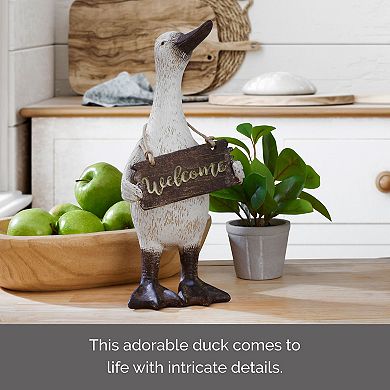 Elements Welcome Duck Figurine Table Decor