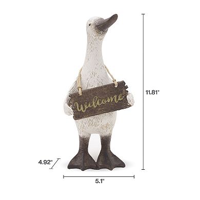 Elements Welcome Duck Figurine Table Decor
