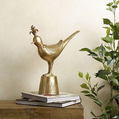Elements Gold Finish Bird Statue Table Decor