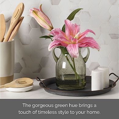 Elements Green Handled Decorative Vase Table Decor