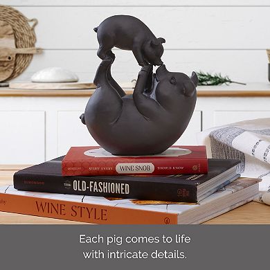 Elements Mother & Baby Pig Statue Table Decor