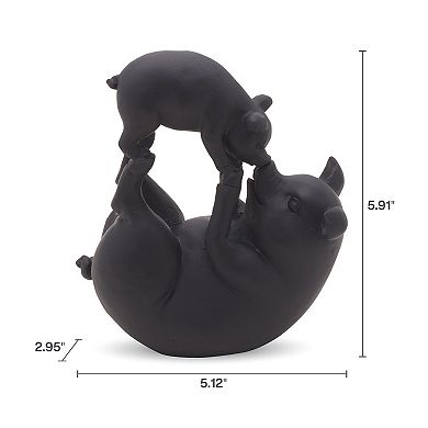 Elements Mother & Baby Pig Statue Table Decor