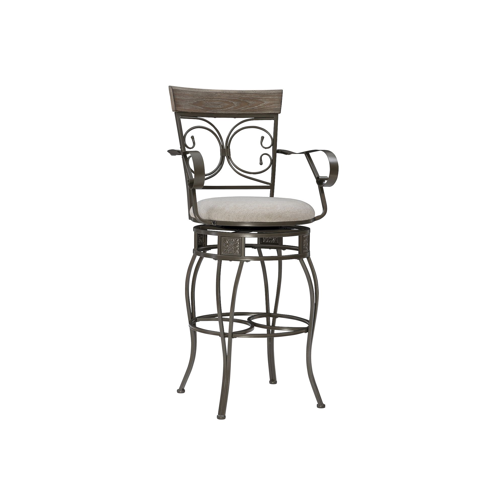 Linon Beeson Big & Tall Swivel Bar Stool, Silver