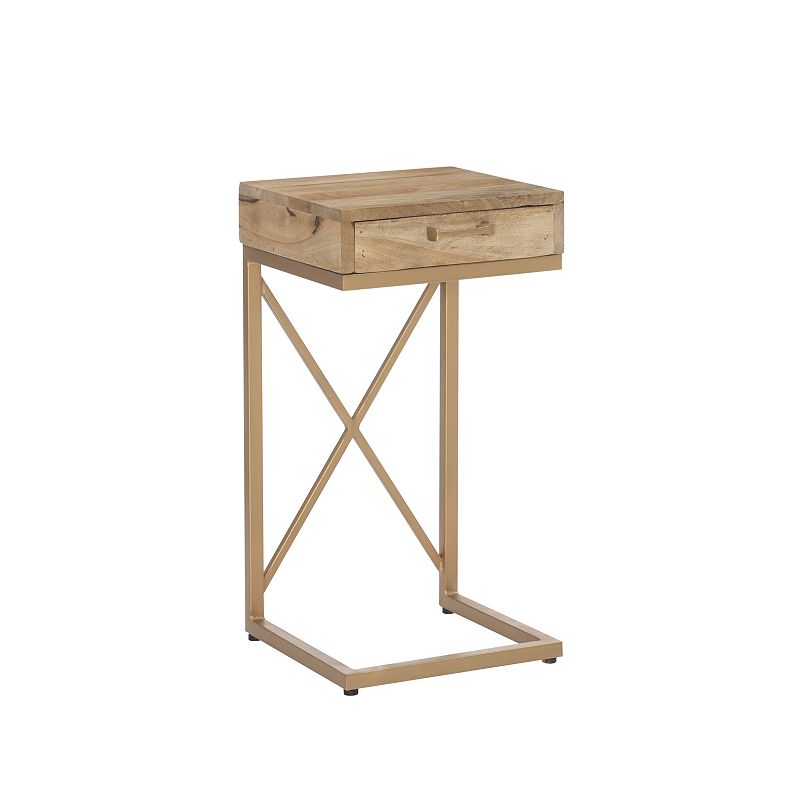 Linon Cammie C Shaped Side Table, Gold