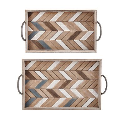 Elements Parquet Pattern Decorative Tray Table Decor 2-piece Set