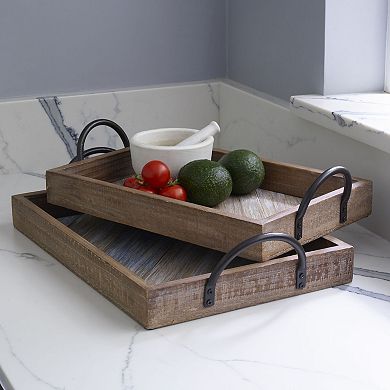 Elements Diagonal Stripe Decorative Tray Table Decor 2-piece Set