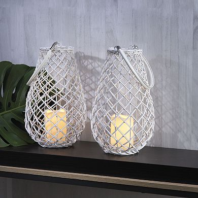 Elements Wicker Pear Shape LED Lantern Floor Decor 2-piece Set