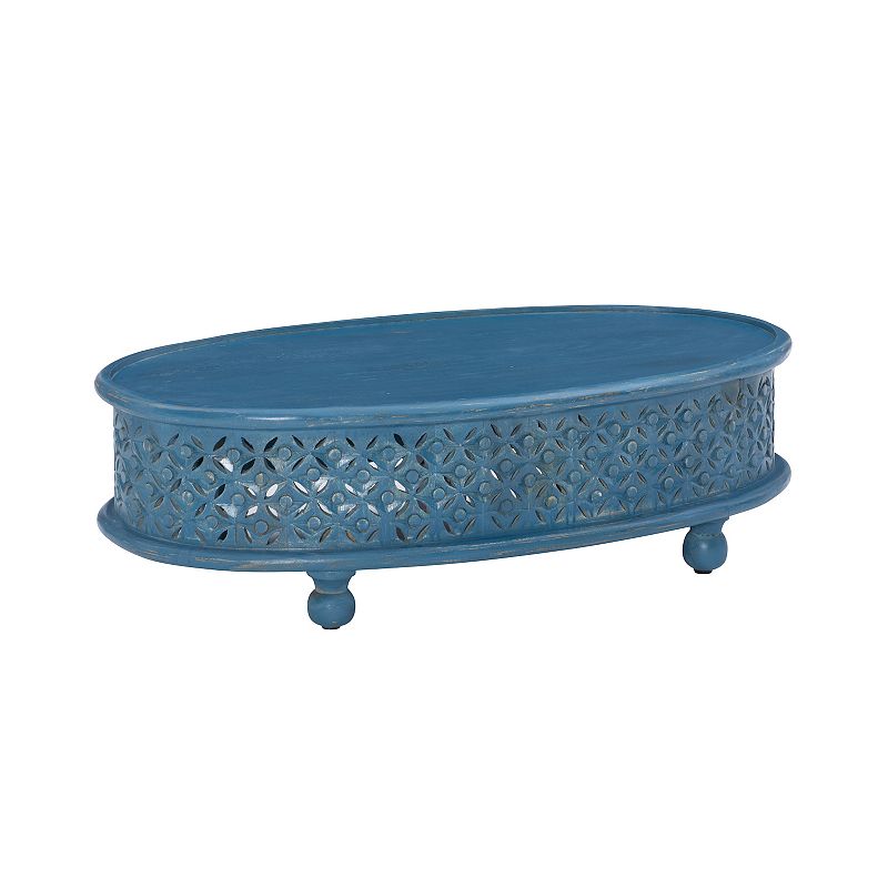Linon Inora Oval Coffee Table, Blue