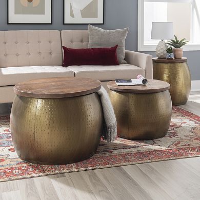 Linon Royce Drum Side Table