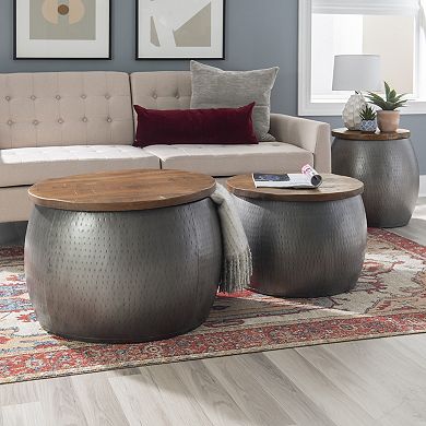Linon Royce Drum Side Table