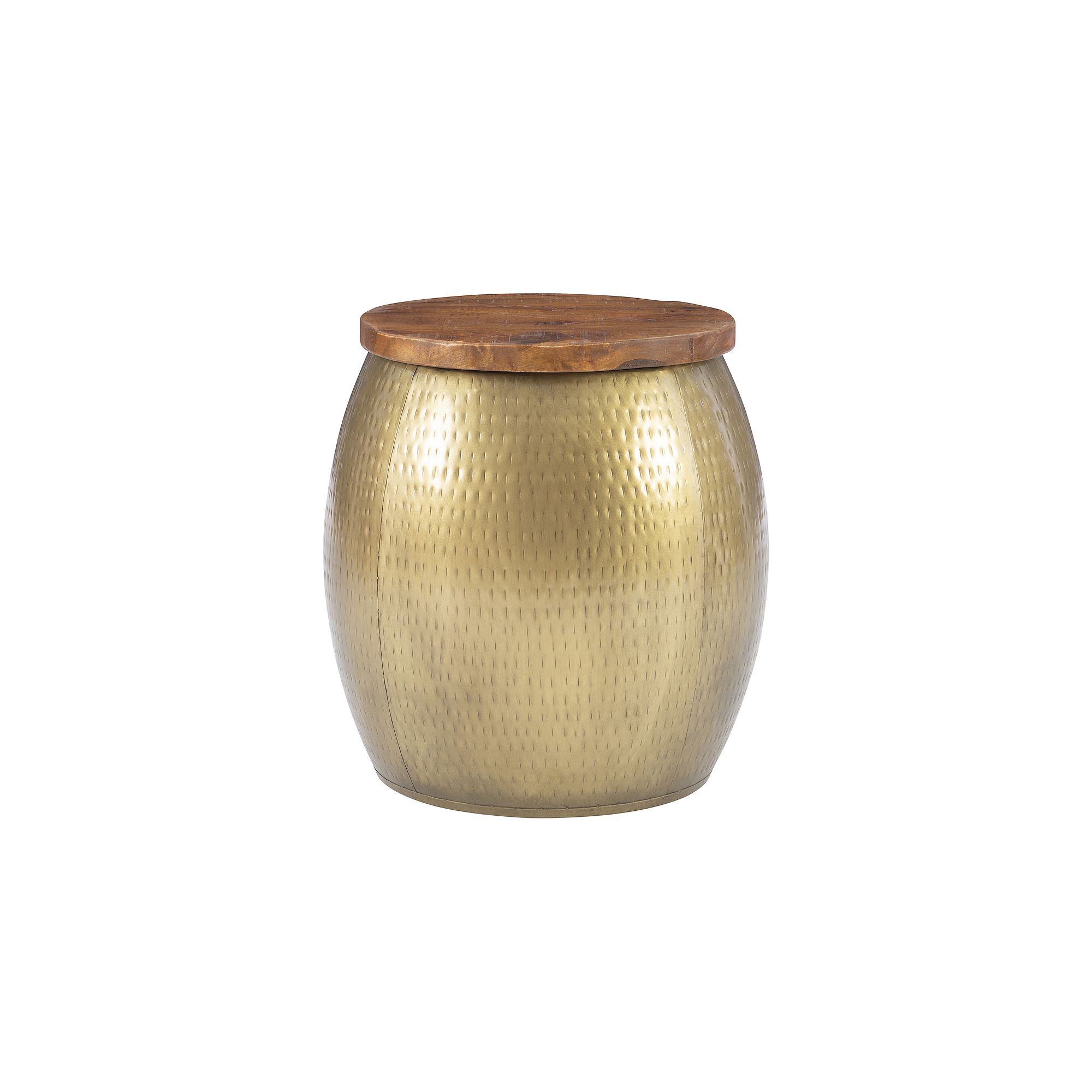 Linon Royce Drum Side Table, Brass