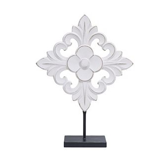 Elements White Scroll Floral Floor Decor