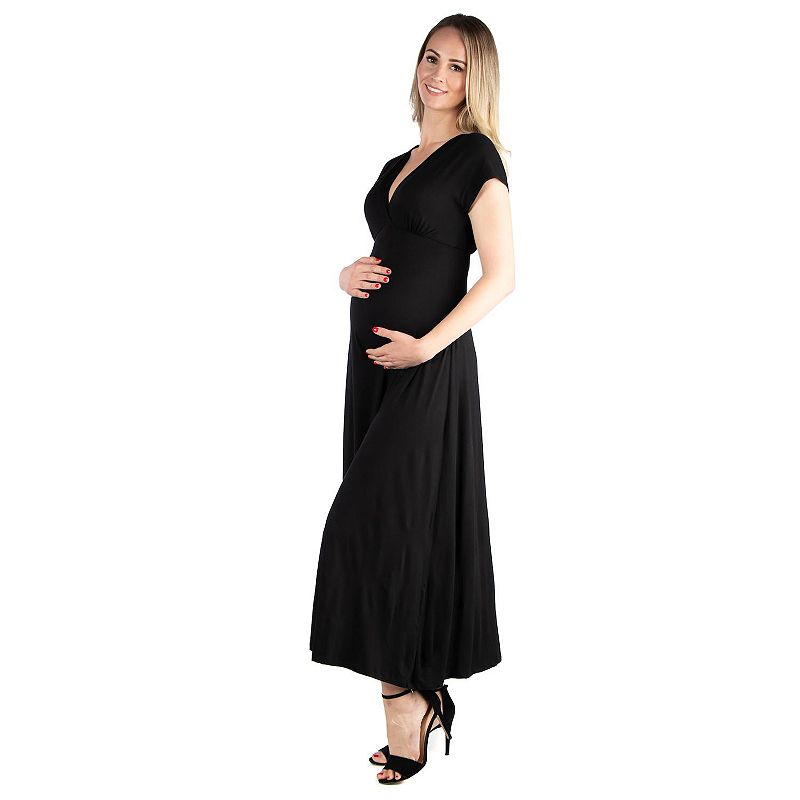 Maternity 24Seven Comfort Cap Sleeve V-Neck Maxi Dress, Womens, Size: Smal