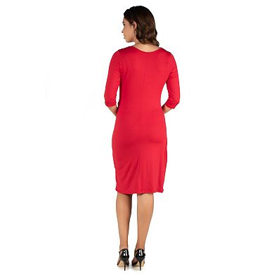 Maternity 24Seven Comfort Apparel Draped V-Neck Dress