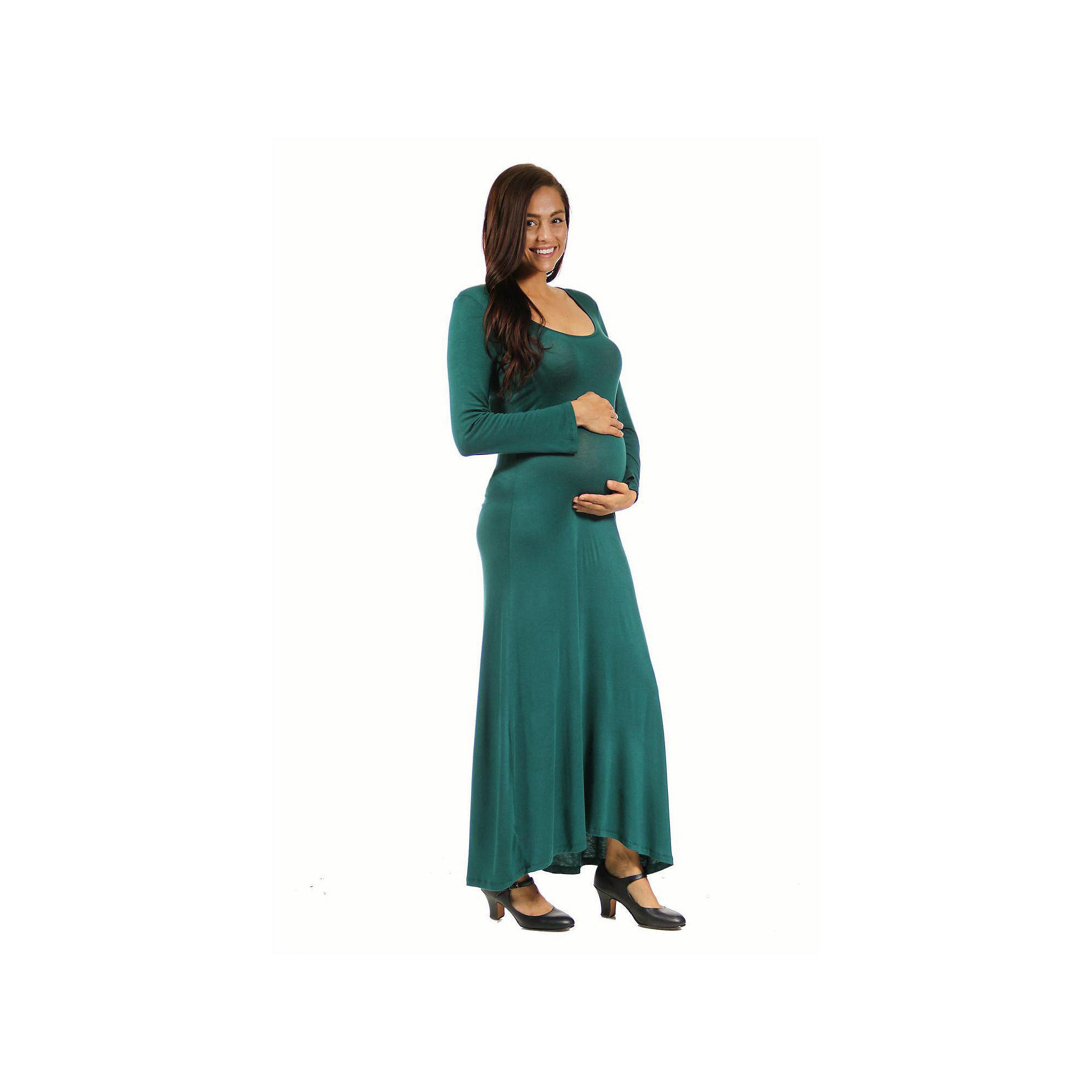 Maternity 24Seven Comfort Apparel Long Sleeve Maxi Dress, Womens, Size: Sm