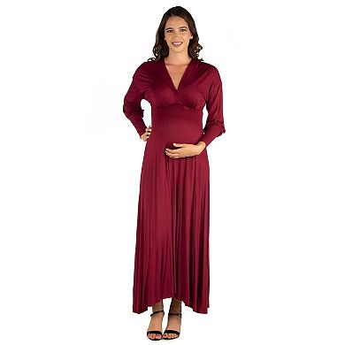 Maternity 24Seven Comfort V-Neck Long Sleeve Maxi Dress