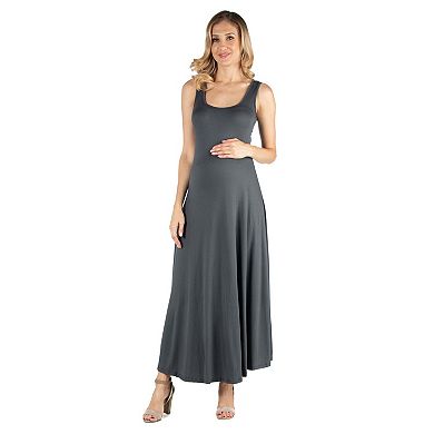 Maternity 24Seven Comfort Apparel Slim Fit A-Line Sleeveless Maxi Dress