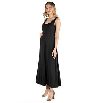 Maternity 24Seven Comfort Apparel Slim Fit A-Line Sleeveless Maxi Dress