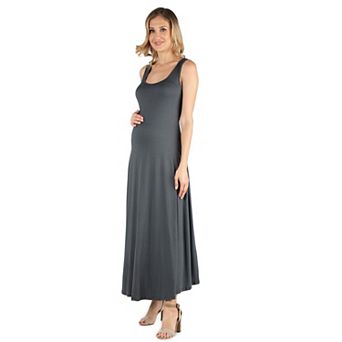 Maternity 24Seven Comfort Apparel Slim Fit A-Line Sleeveless Maxi Dress