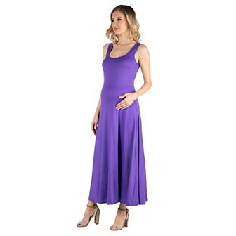 Maternity 24Seven Comfort Apparel Slim Fit A-Line Sleeveless Maxi Dress
