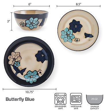 Pfaltzgraff Painted Butterfly 12-pc. Dinnerware Set