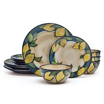 Pfaltzgraff Painted Lemons 12 pc Dinnerware Set