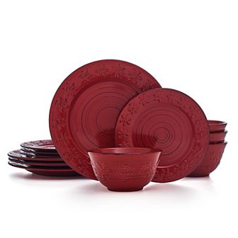 Pfaltzgraff Trellis Snowflakes 12 pc Dinnerware Set