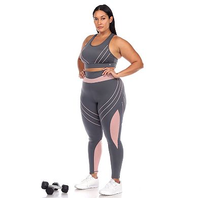 Plus Size High-Waist Reflective Piping Fitness Leggings
