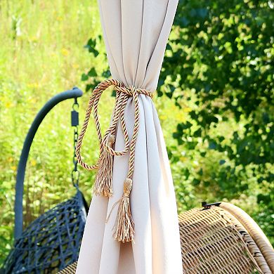 Sunnydaze Rope Indoor and Outdoor Curtain Tiebacks - Copper - Set of 2