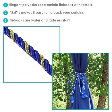 Sunnydaze Set Of 4 Rope Curtain Tiebacks With Tassels