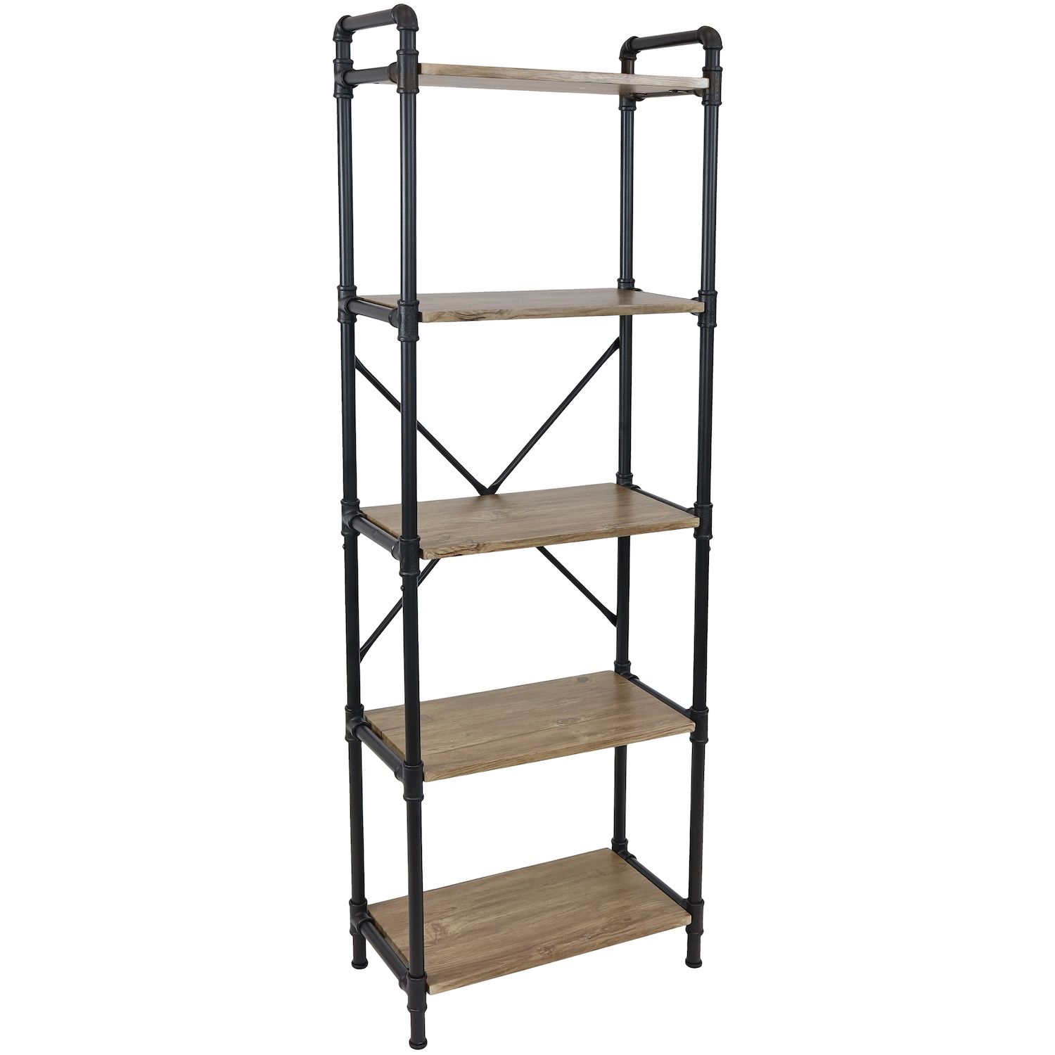 Sunnydaze Rosalee 9-Tier Open Bookshelf with Staggered Shelves Coffee Brown