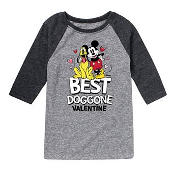 Disney's Mickey Mouse & Pluto Boys 8-20 Valentine Raglan Tee