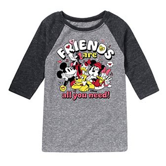Disney's Friends Are All You Need Boys 8-20 Raglan Tee