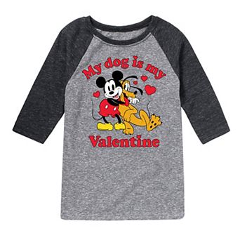 Disney's Dog Is My Valentine Boys 8-20 Raglan Tee