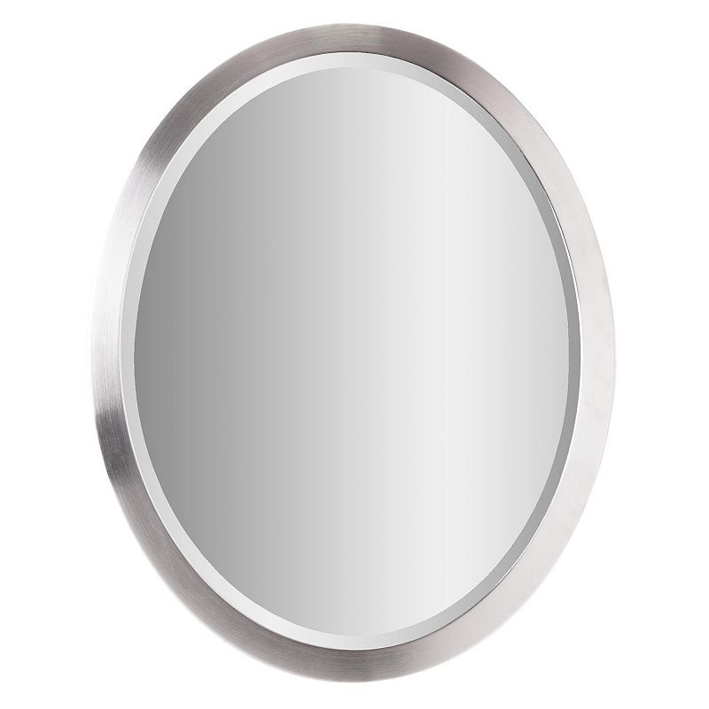 Head West Oval Metal Framed Vanity Wall Mirror, Grey, 23X29