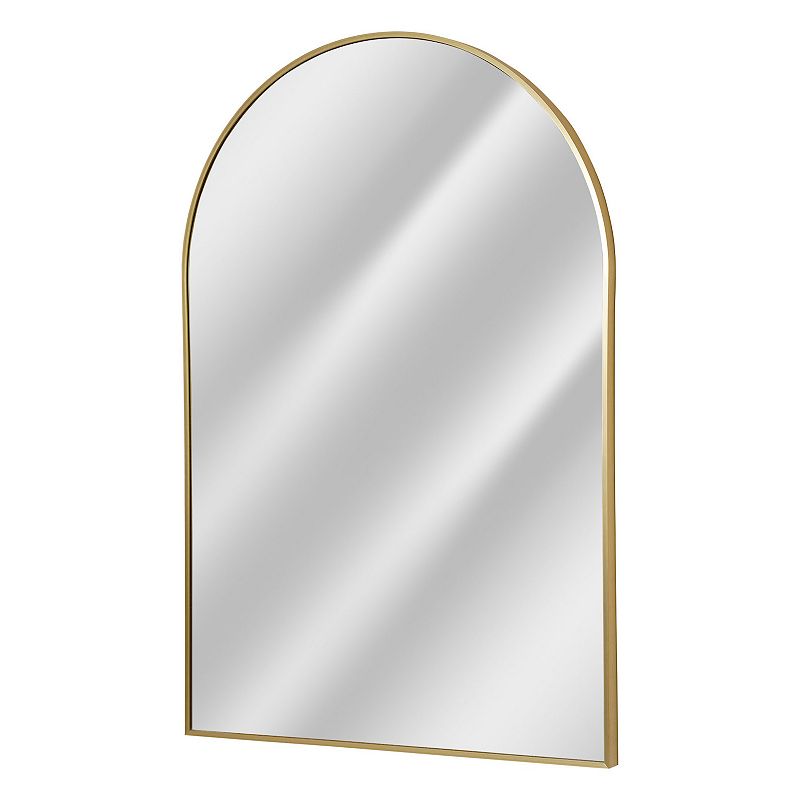 Head West Arch Shaped Thin Metal Frame Wall Vanity Mirror, Gold, 24X36