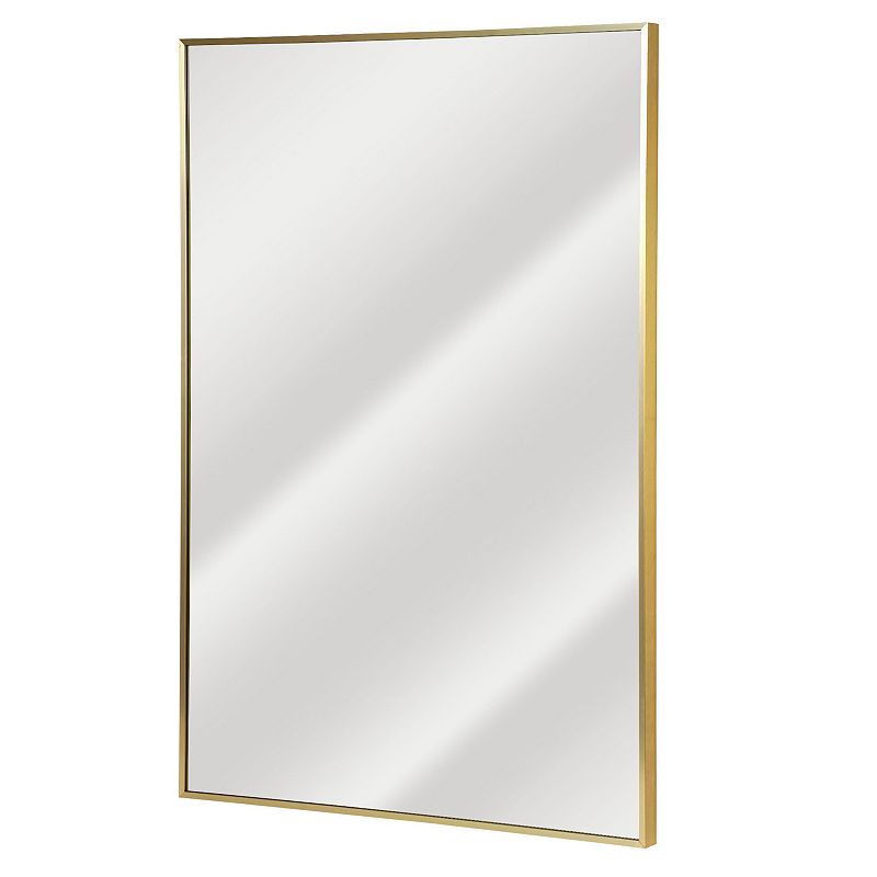 Head West Rectangular Thin Metal Frame Wall Accent Mirror, Gold, 24X36