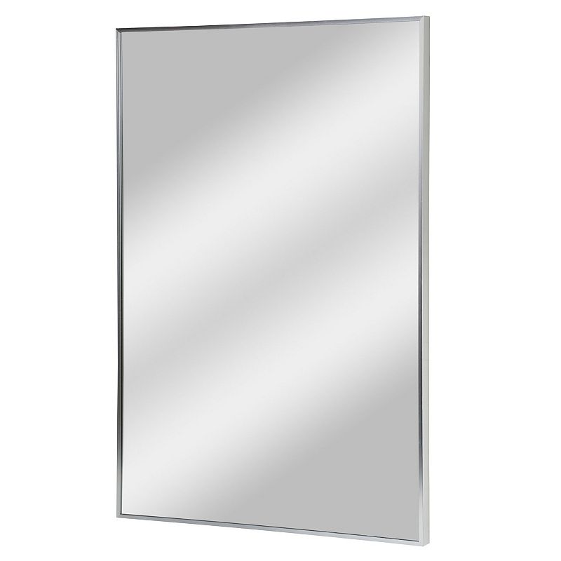 Head West Rectangular Thin Metal Frame Wall Accent Mirror, Silver, 24X36