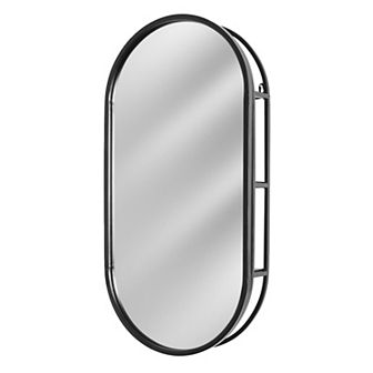 Head West Metal Framed Oval Vanity Wall Mirror with Shelves