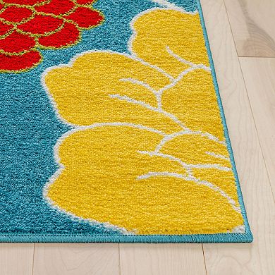 Well Woven StarBright Daisy Flowers Blue Kid's Area Rug