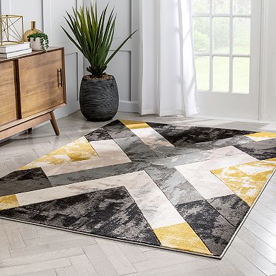 Well Woven Good Vibes Rosa Gold Modern Abstract Geometric Area Rug