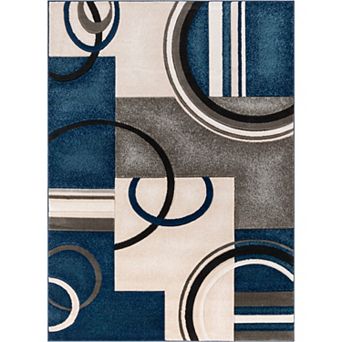 Well Woven Good Vibes Belle Dark Blue Modern Abstract Geometric Area Rug