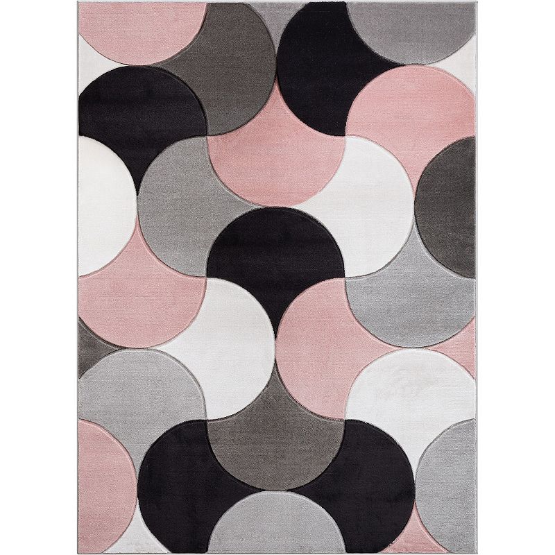 Well Woven Good Vibes Helena Blush Pink Modern Abstract Geometric Area Rug, 9X12.5 Ft