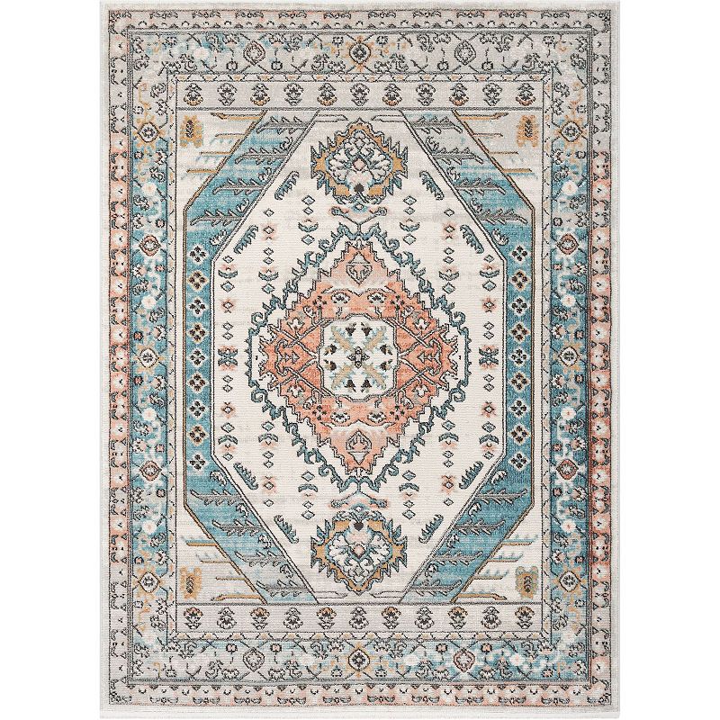 Well Woven Julita Vintage Bohemian Aztec Area Rug, Blue, 8X10 Ft