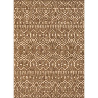 Well Woven Medusa Nord Brown Moroccan Tribal Indoor Outdoor Area Rug