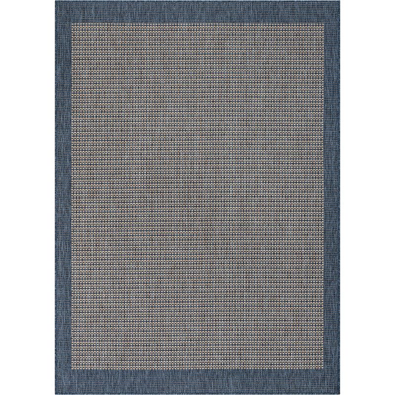 Well Woven Medusa Odin Blue Solid & Striped Indoor Outdoor Area Rug, 9X12.5 Ft